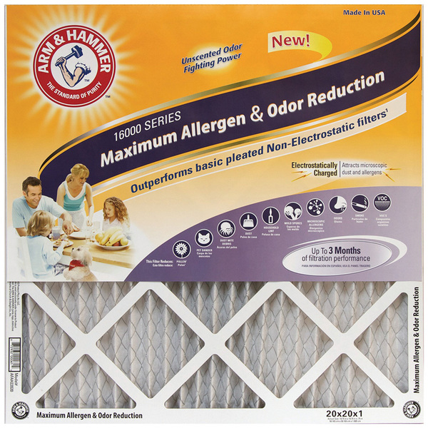 Arm & Hammer Pleated Air Filter, 16" x 24" x 1", 4 Pack KO16X24X1_4